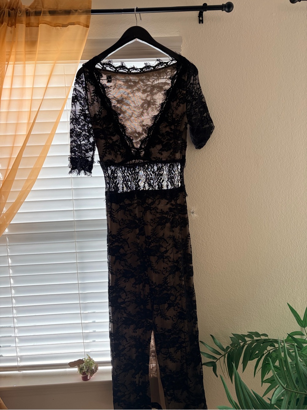 Nightcap Black Lace Sheer Maxi Slip